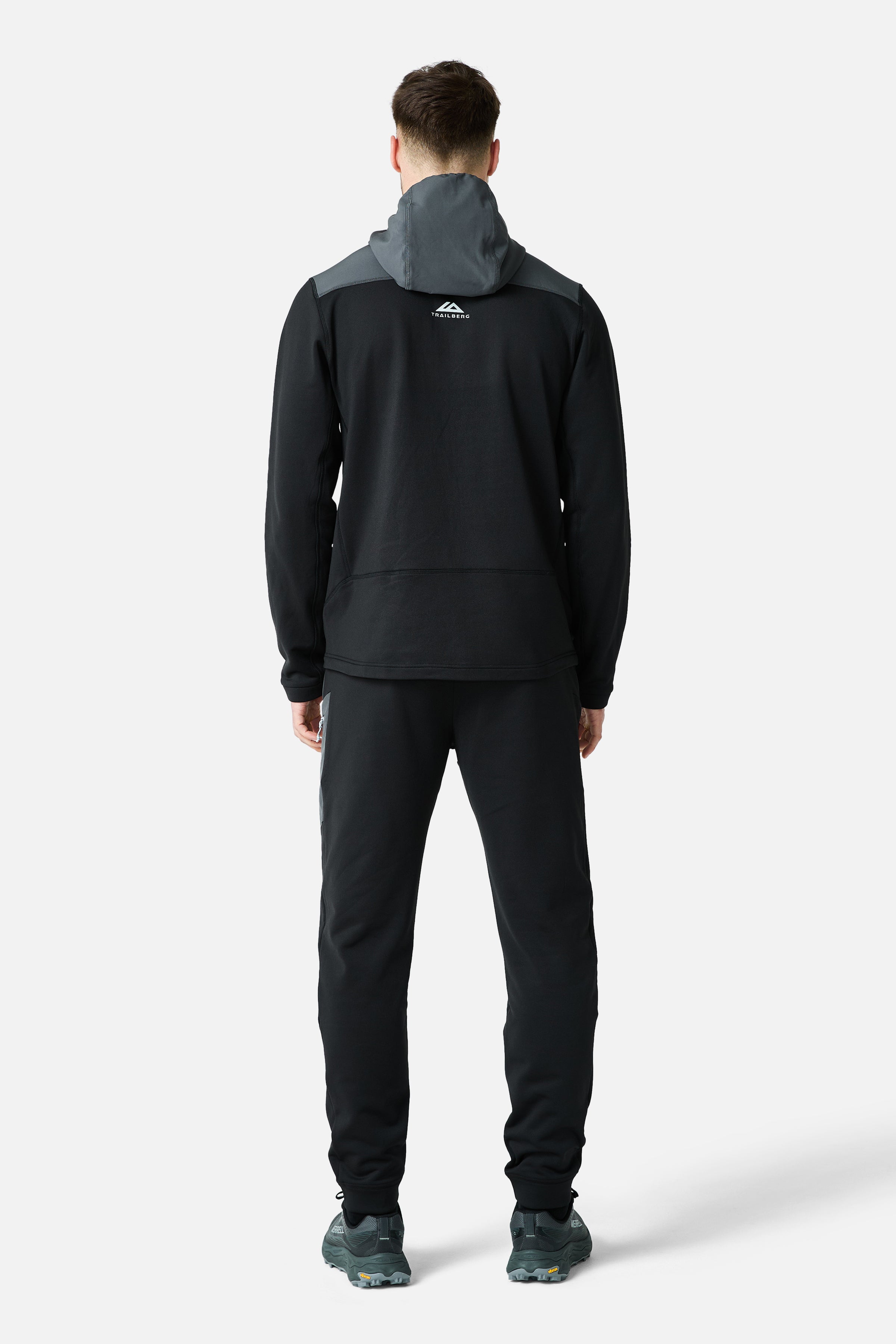 Vale Gridded Fleece Hood - Black/Volcano Grey