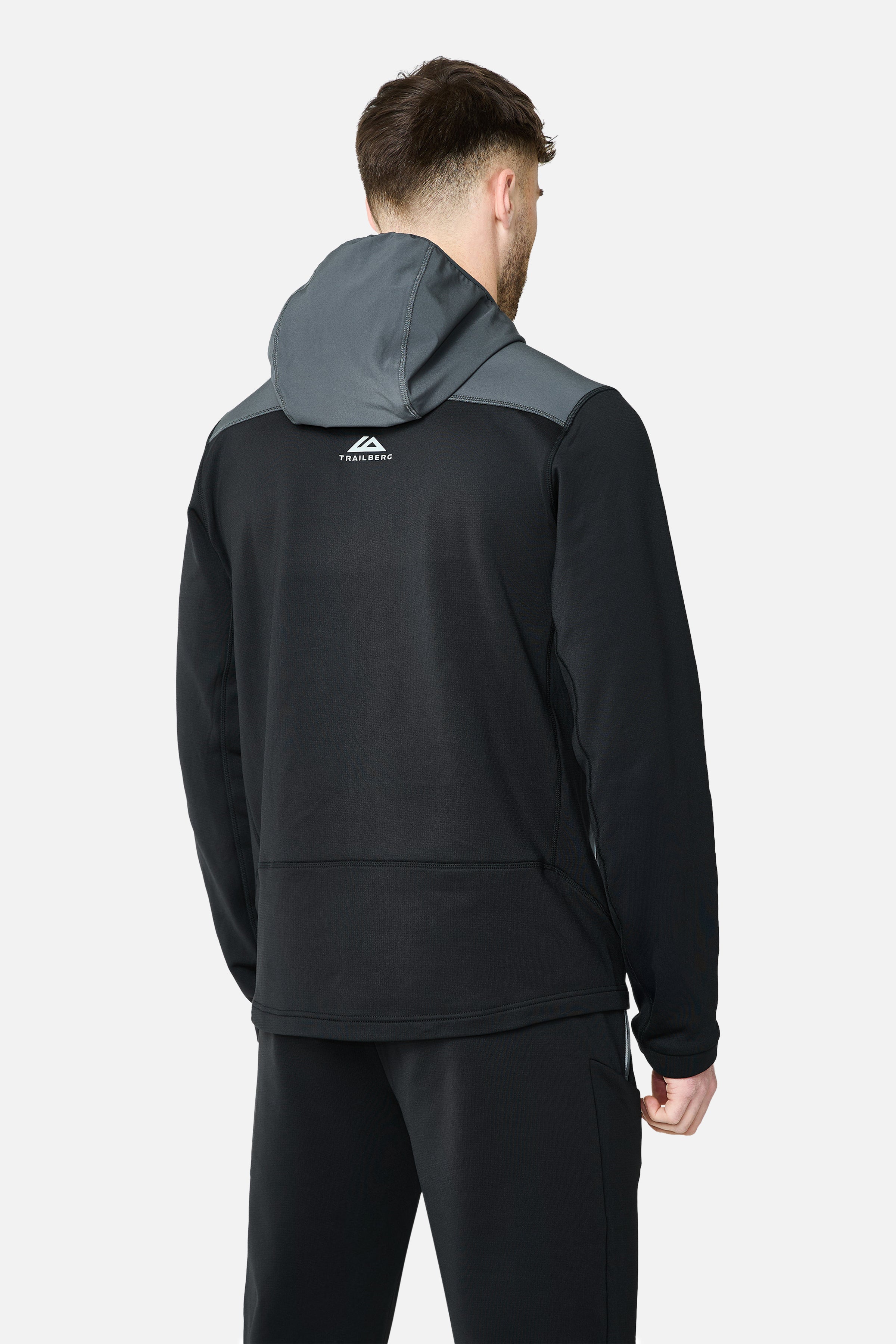 Vale Gridded Fleece Hood - Black/Volcano Grey