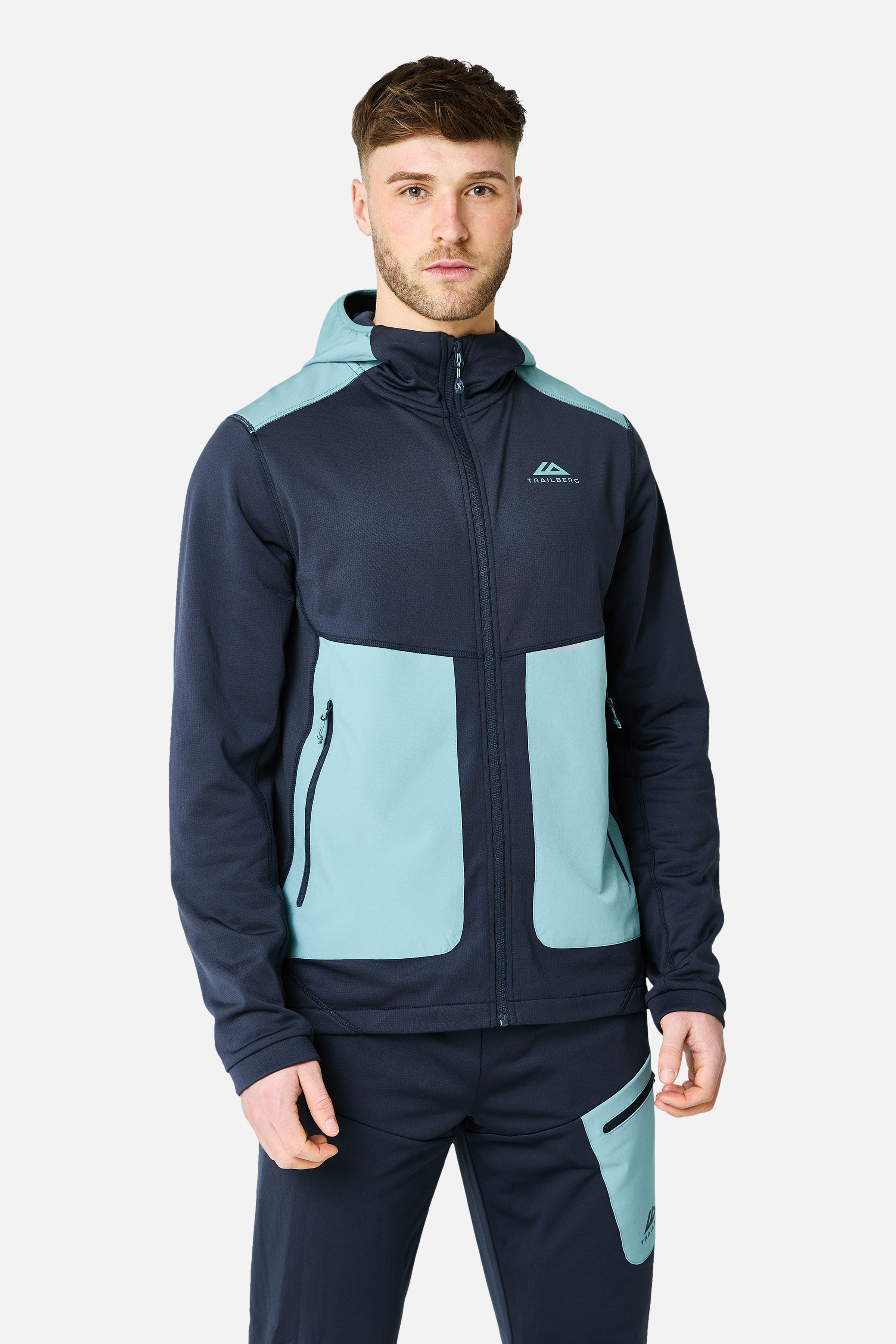 Vale Gridded Fleece Hood - Storm Blue/Polar Breeze