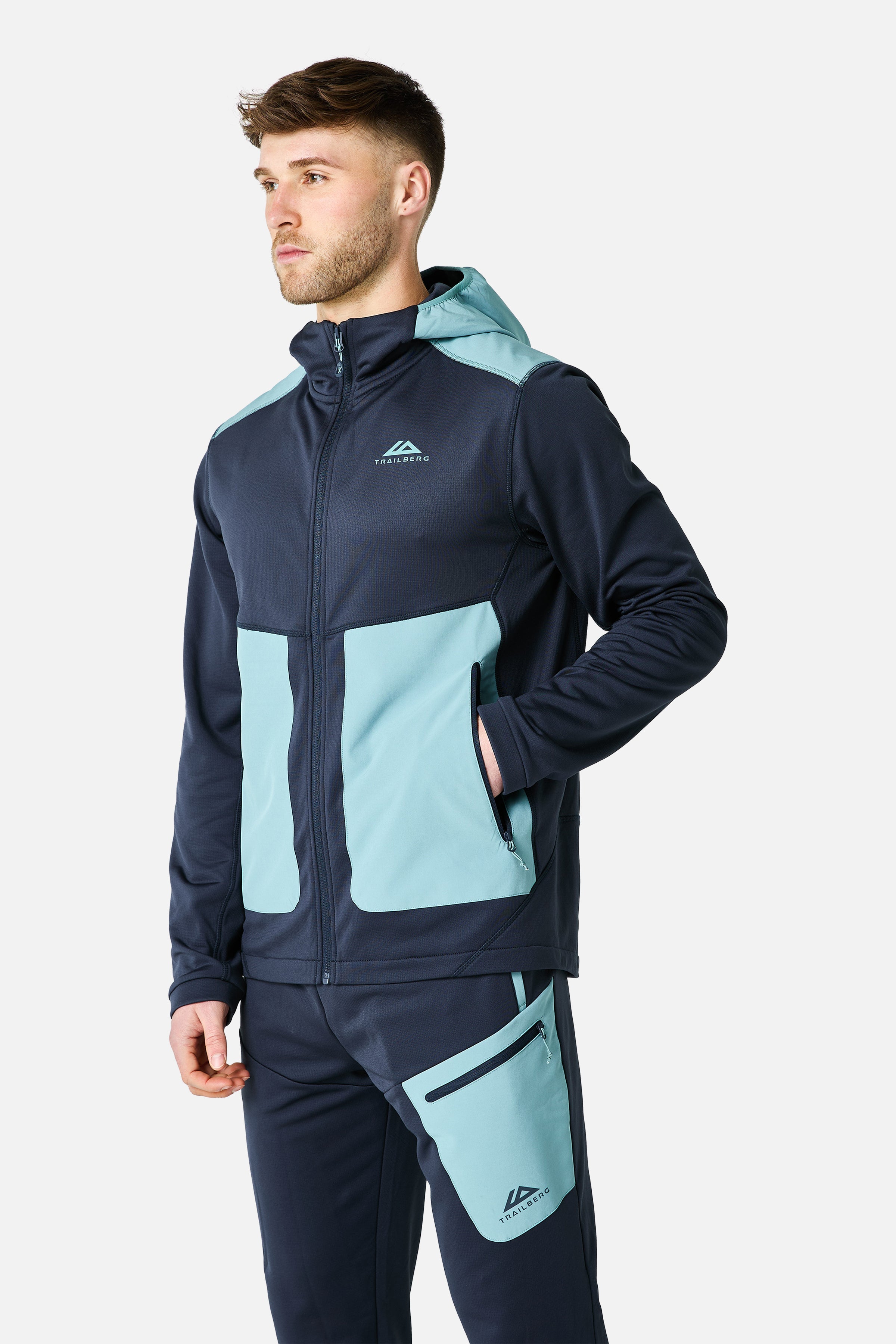 Vale Gridded Fleece Hood - Storm Blue/Polar Breeze