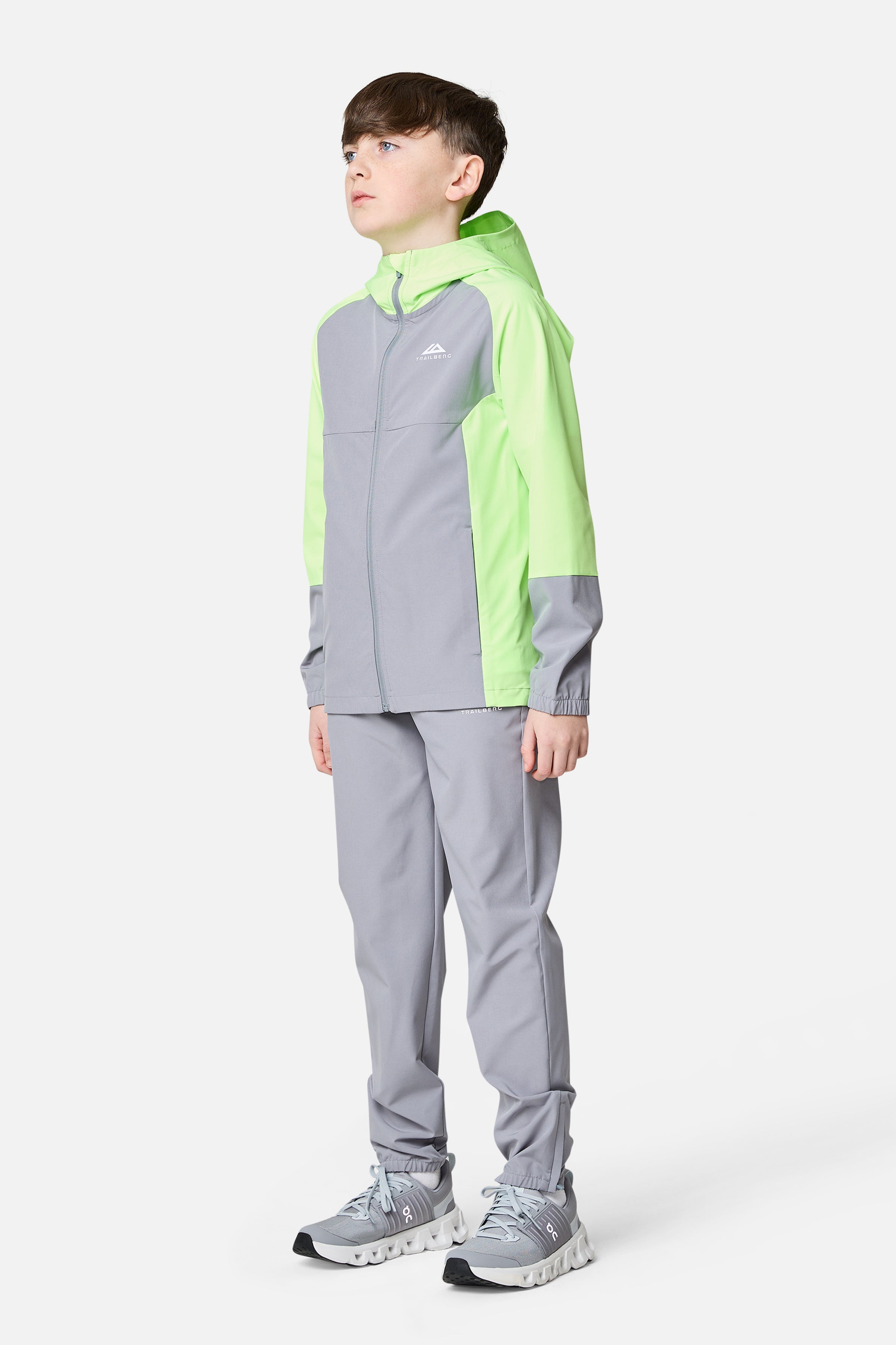 Boys Essentials Hood - Moon Grey/Neon Lime