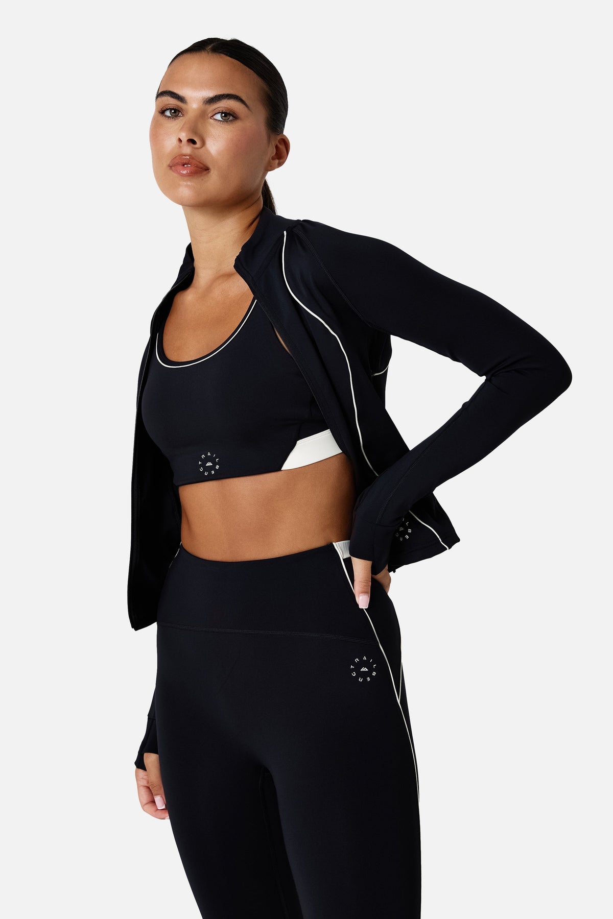Womens Ignite Full Zip Track Jacket - Black/Candlelight White