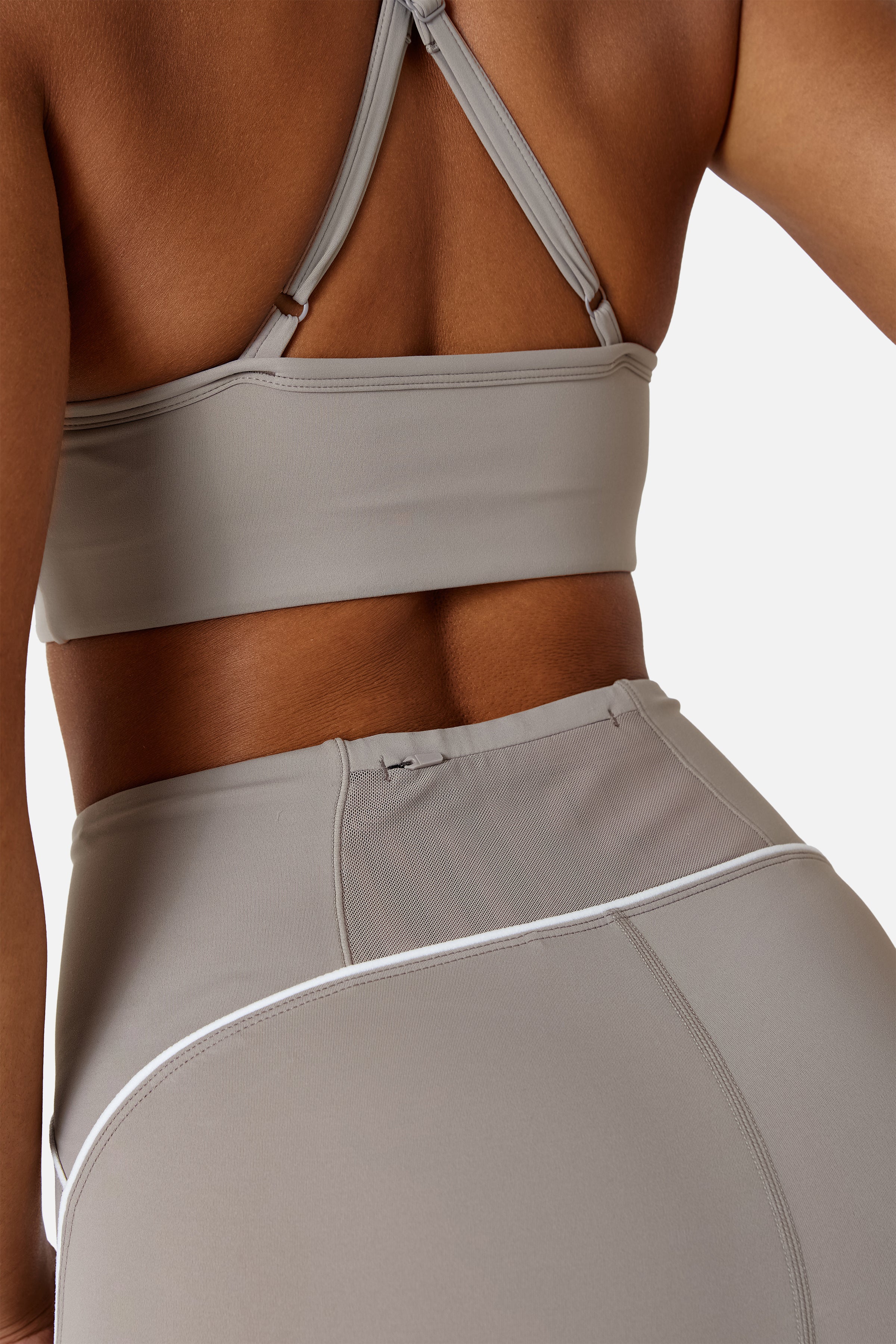 Womens Drift Strappy Sports Bra - Pale Taupe