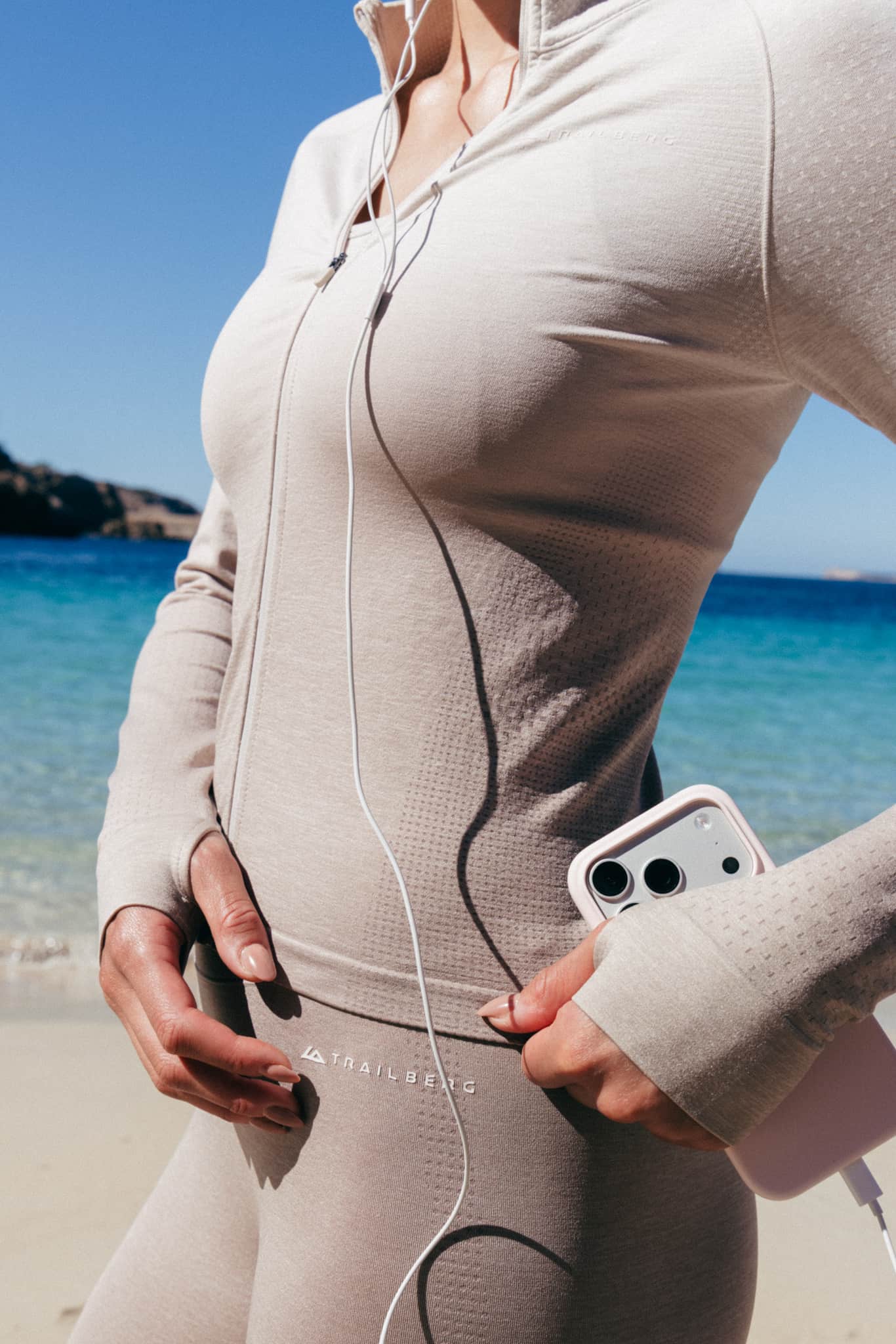 Womens Evocurve Seamless Jacket Set - Pebblestone/Pale Taupe