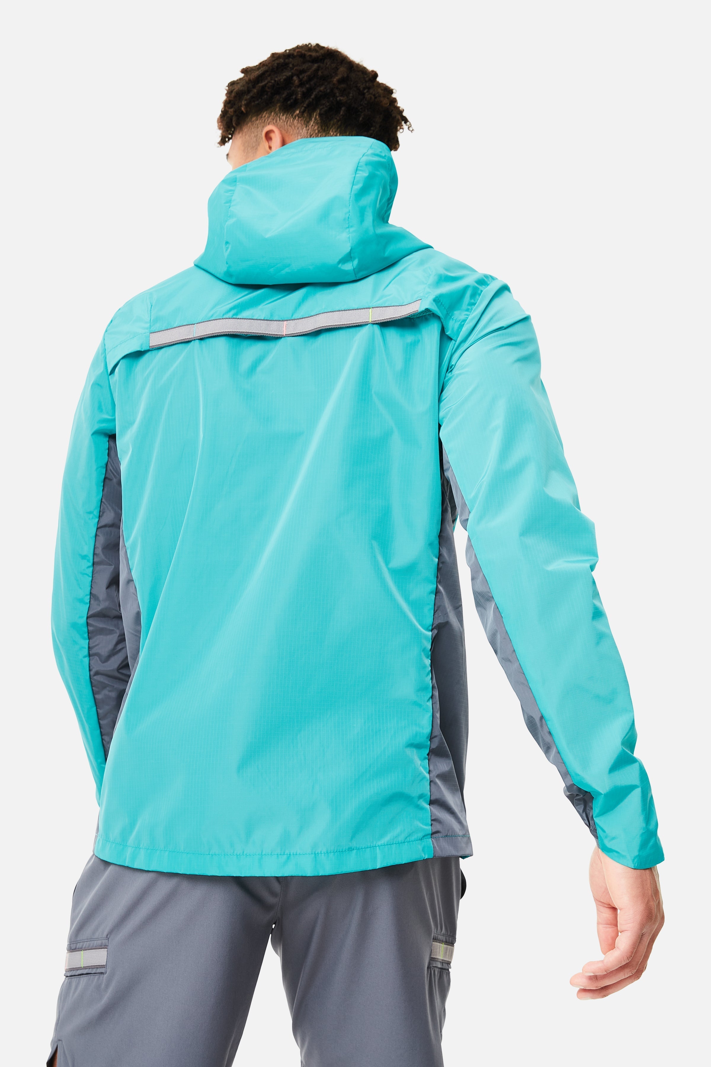 CHAQUETA DE VIENTO PARA TRIATLÓN - TURQUESA/GRIS MEDIO/AZUL MEDIANOCHE