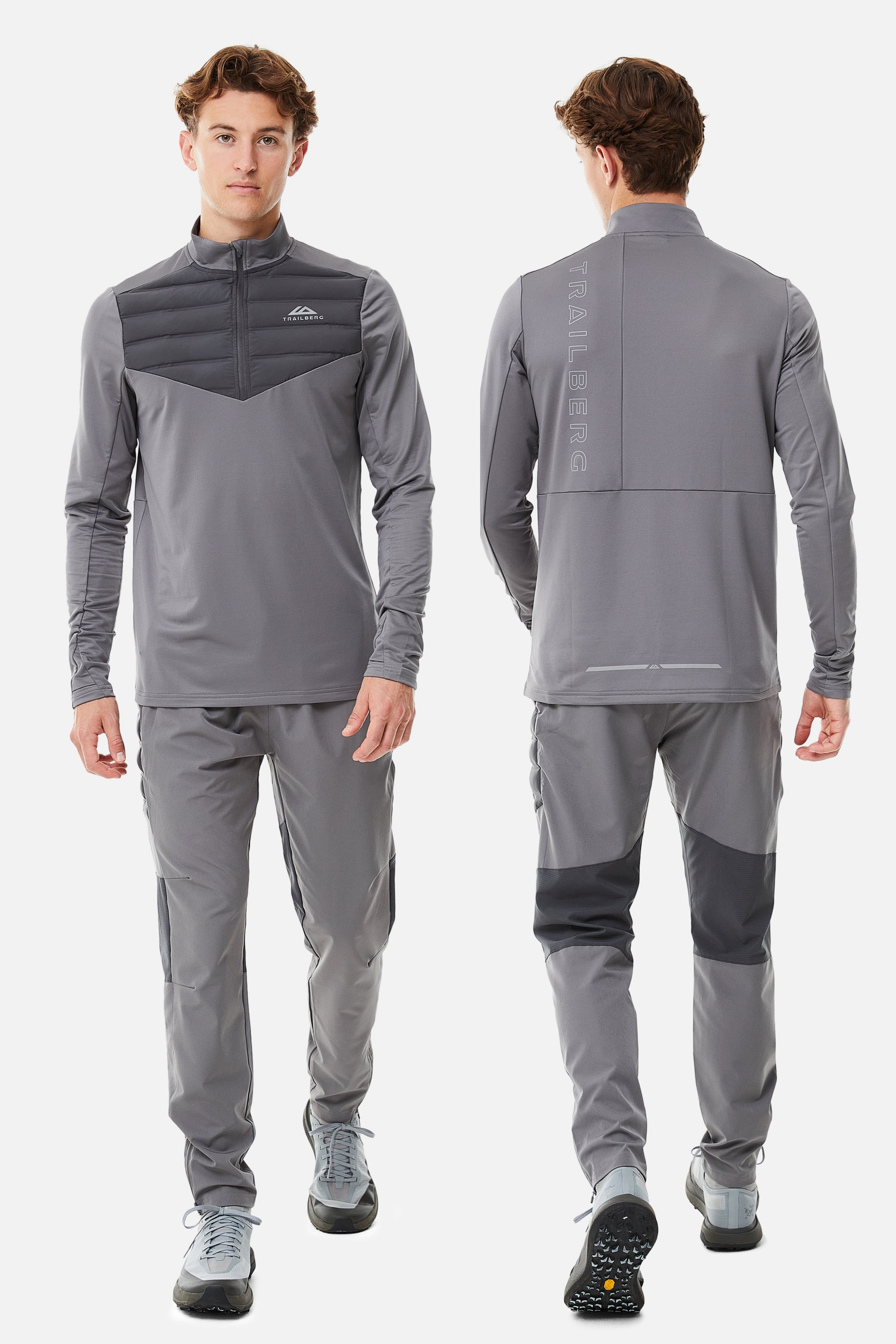 Rhine Hybrid Quarter Zip Pant Set - Grey/Dark Grey